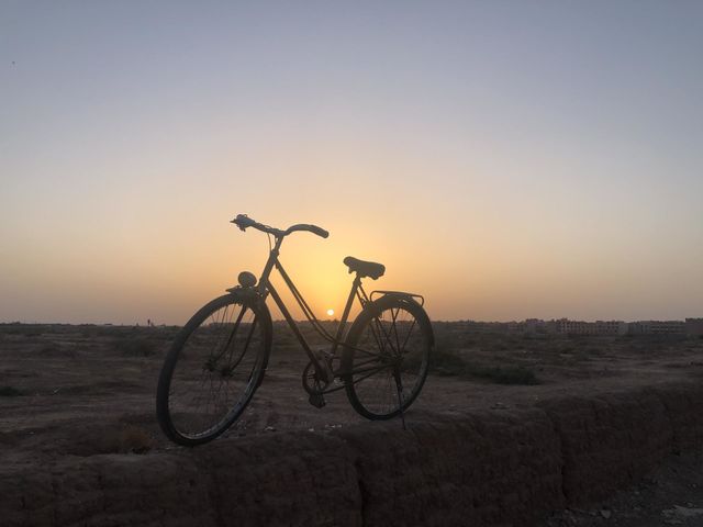 The bicycle against a beautiful sunset 