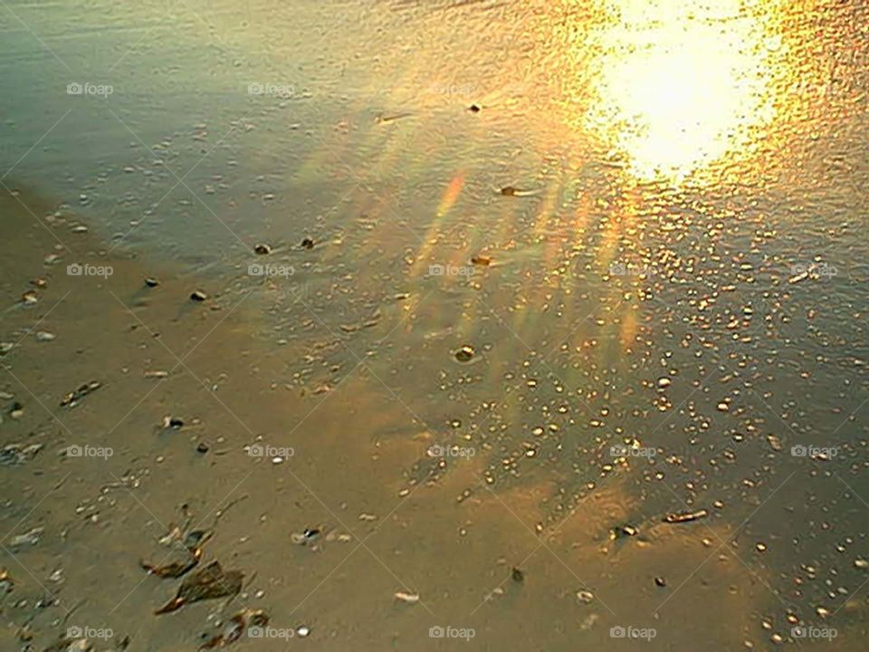 Sparkling sand during a sunset