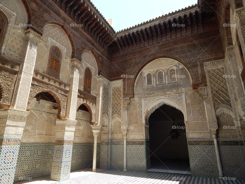 Inside the oldest college in the world in Fez, Morocco 