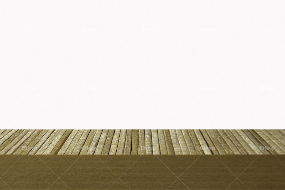 Isolated Hard wood terrace on the white background with clipping path.