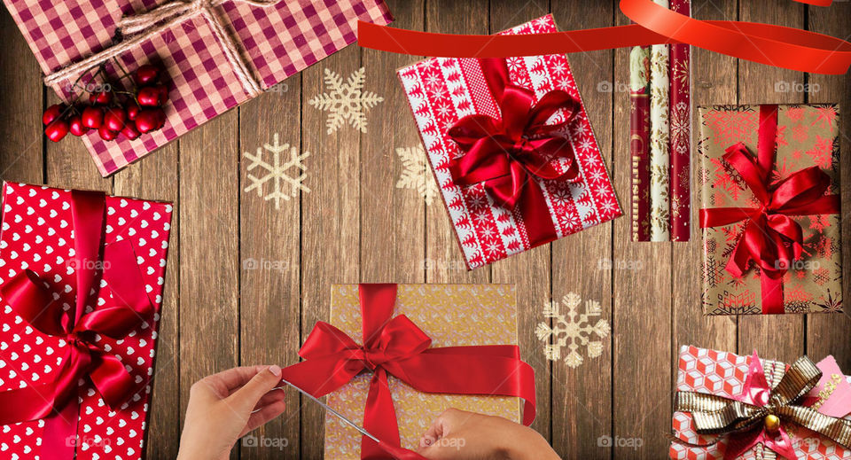 Packing Christmas presents