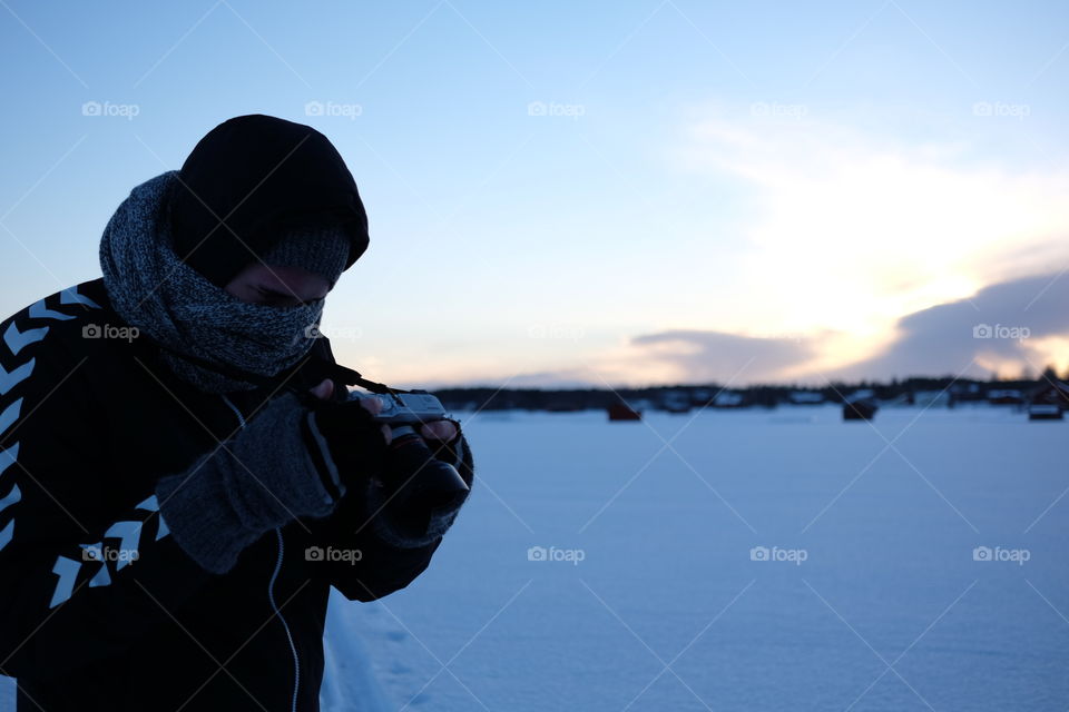 Winter, Snow, Water, Sunset, Landscape