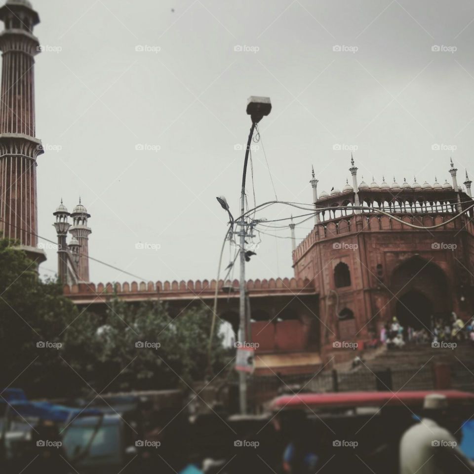 The massive jama mosque. Clicked through the busy streets of old Delhi the one and only magnificent Jama Masjid during the month of ramadaan