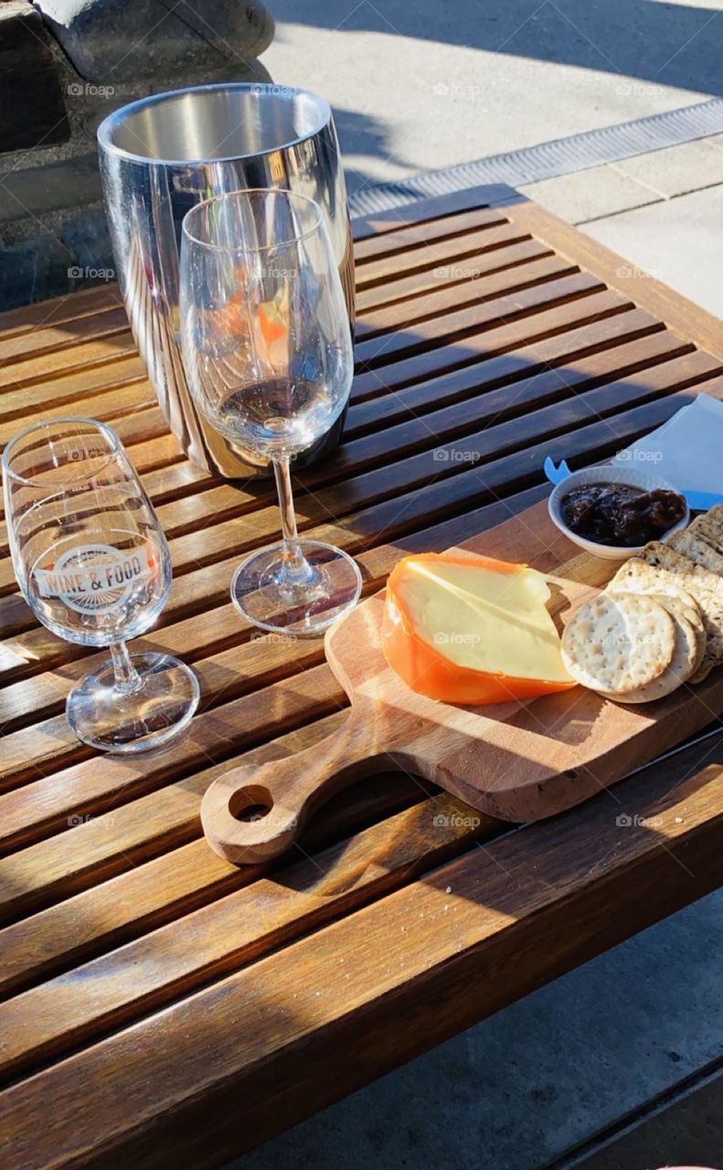 Crisp wine and Whitestone cheese