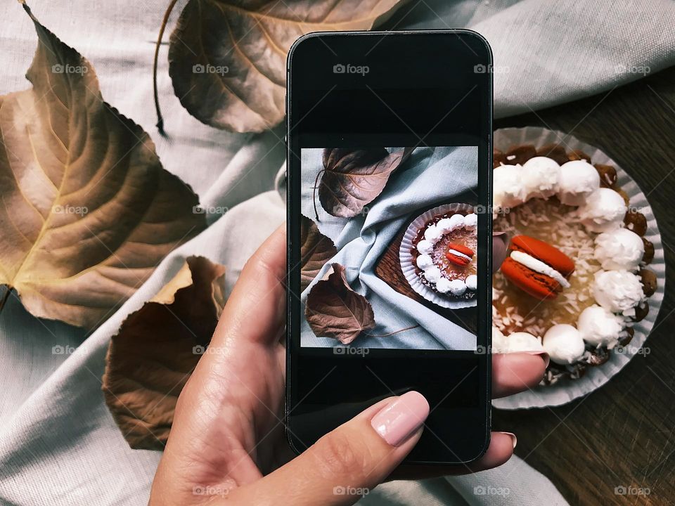 Taking a photo of dessert 