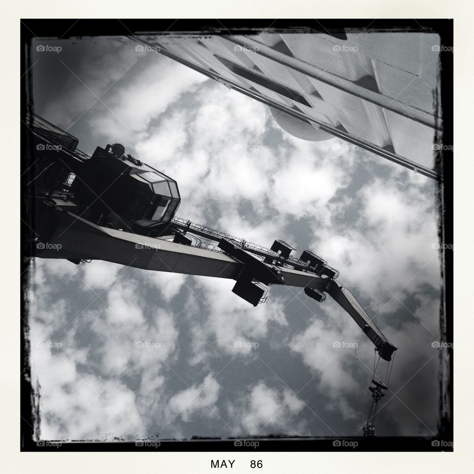 Huge crane working on a ship in Gdansk, Poland.