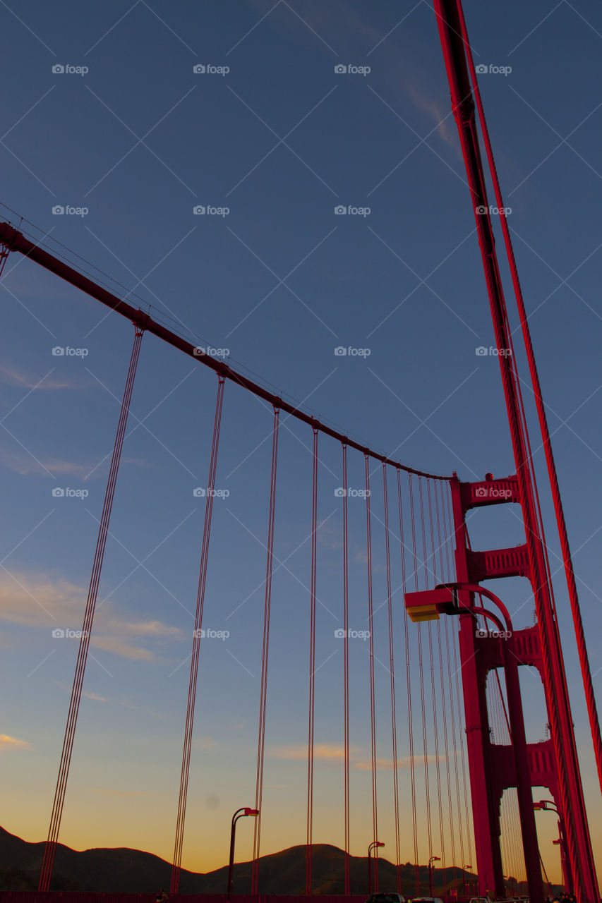 SUNSET AT THE GOLDEN GATE BRIDGE SAN FRANCISCO CALIFORNIA USA