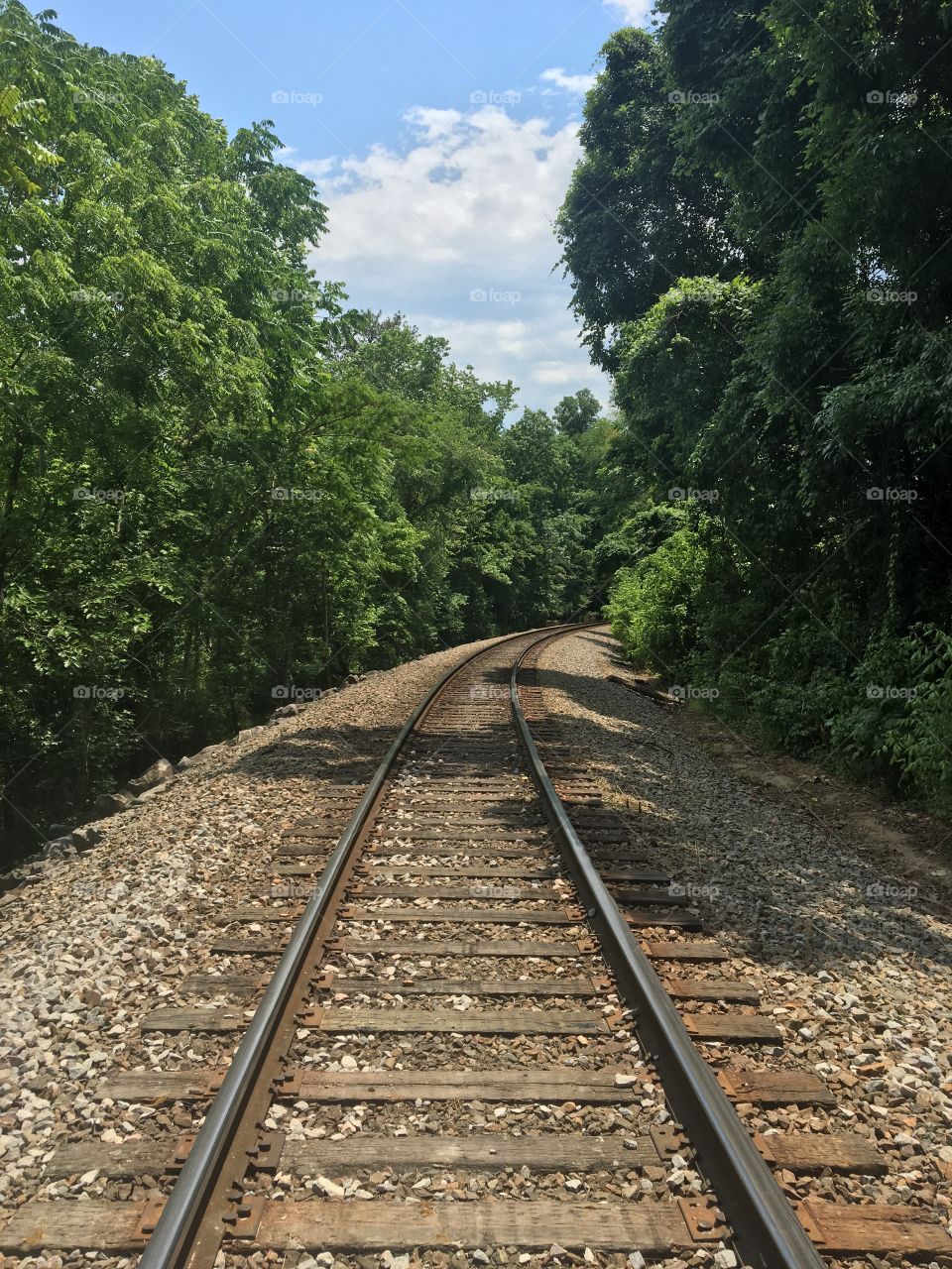 Train tracks along the Janes River in Richmond, Virginia 