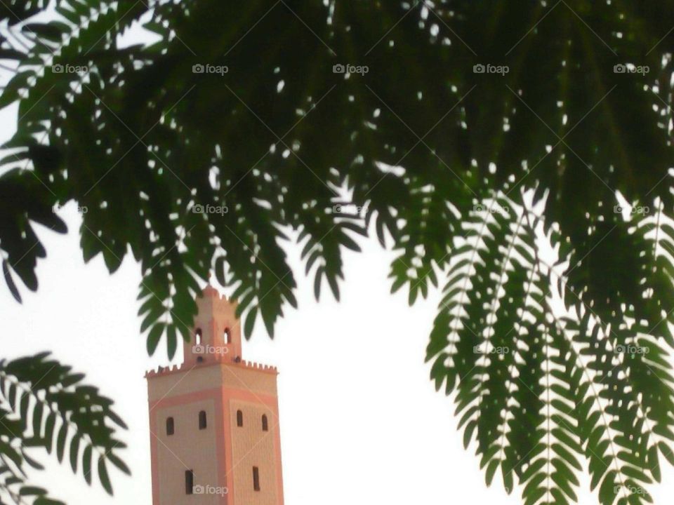 Beautiful view of minaret mosque.