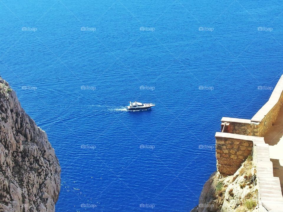 High angle view of sailboat on sea