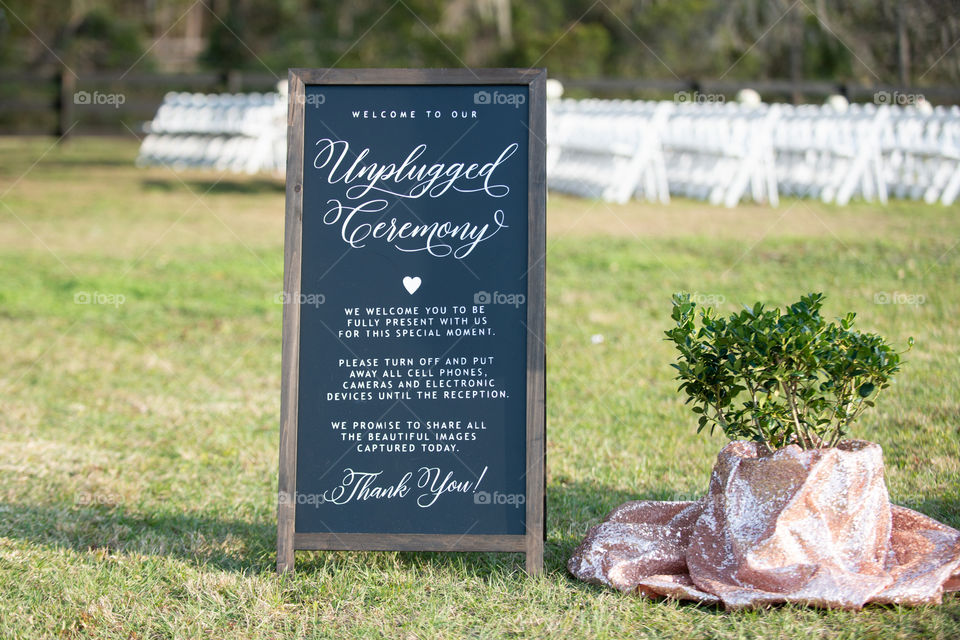 "Welcome to our Unplugged Ceremony" Unplugged Wedding Ceremony Sign