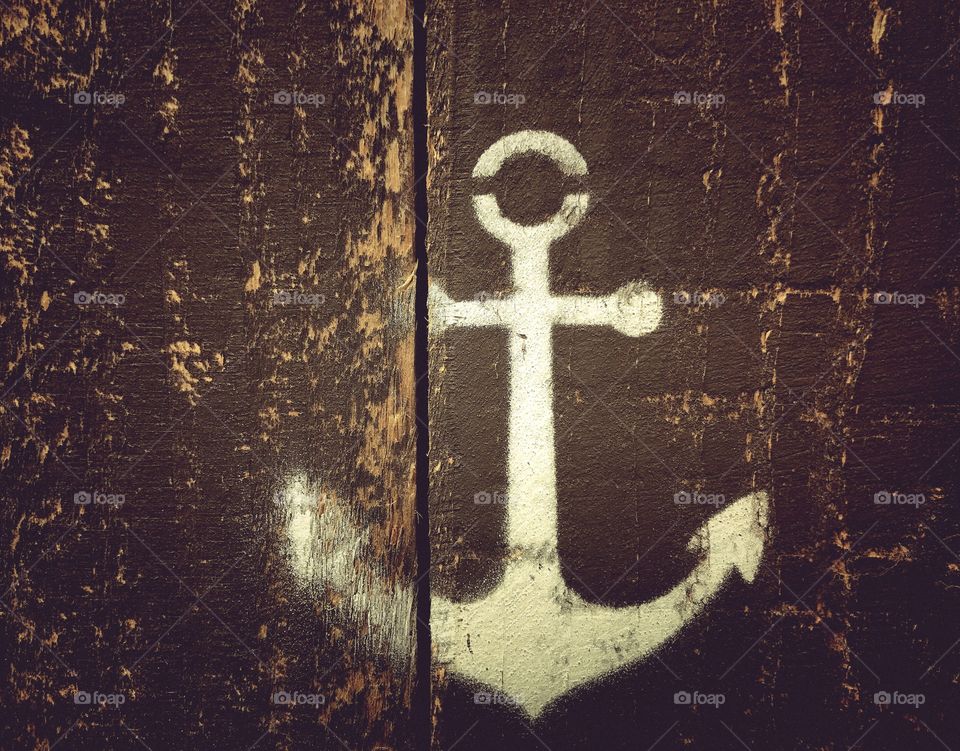 Stenciled Anchor on wood