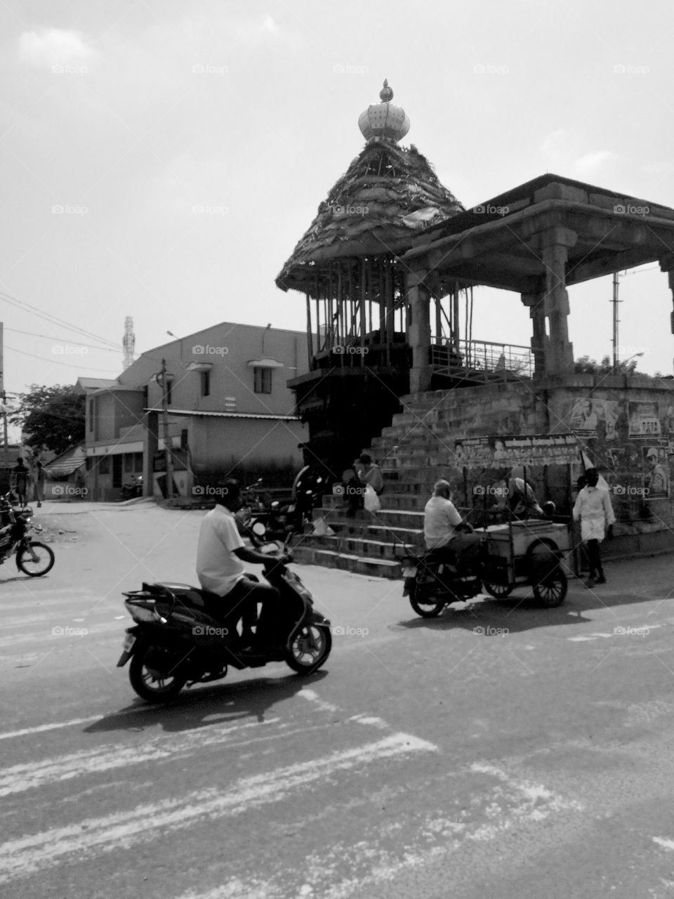 black and white Indian road travel public places 