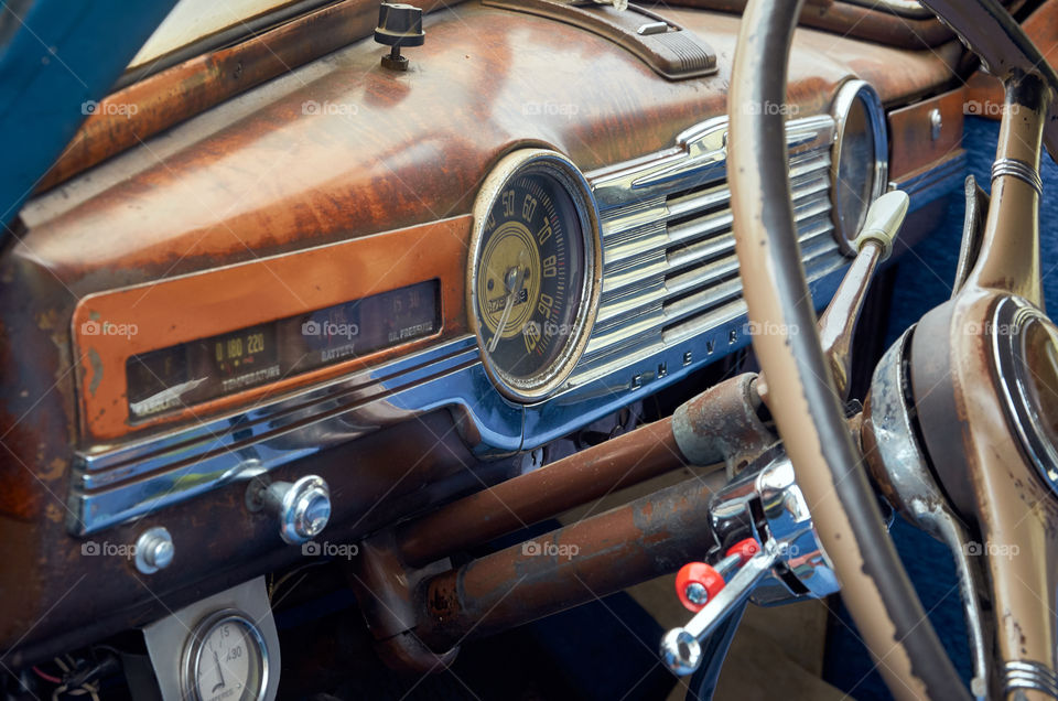 interior of an old vehicle