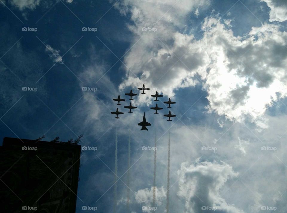 Jets flying over Parliament Hill on Canada Day