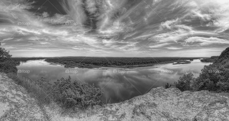 River Overlook in Black and White