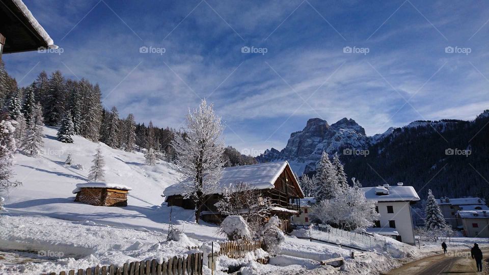 Italian alps village winter