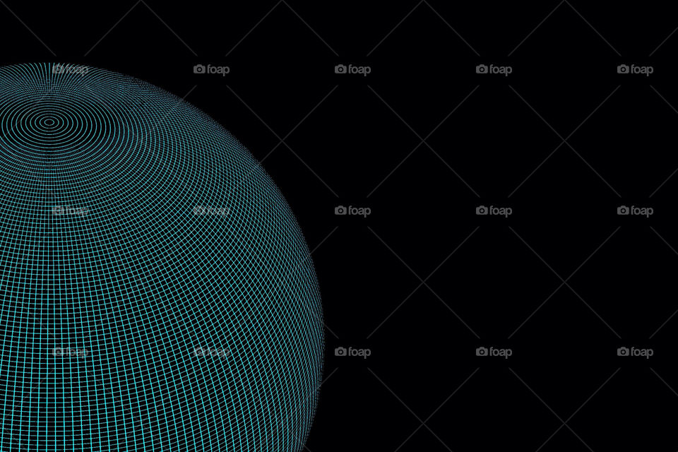 Wire Globe
Globe with a wire grid on black background.