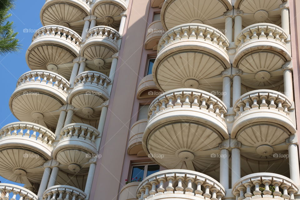 Architecture with beautiful balconies, ellipse shape dominates
