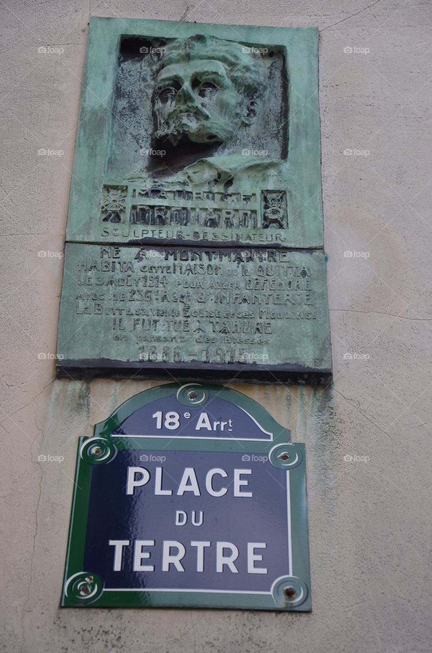 Place du Tertre, streetsign, Montparnass, Paris
