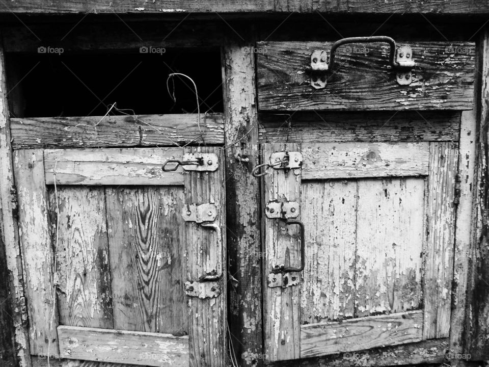 Old broken wooden table