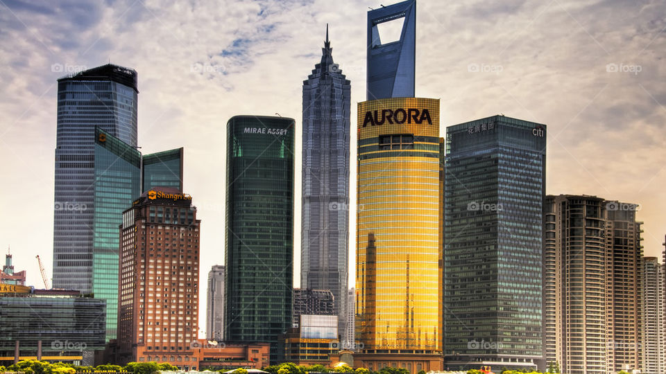 sky city clouds buildings by feche_103