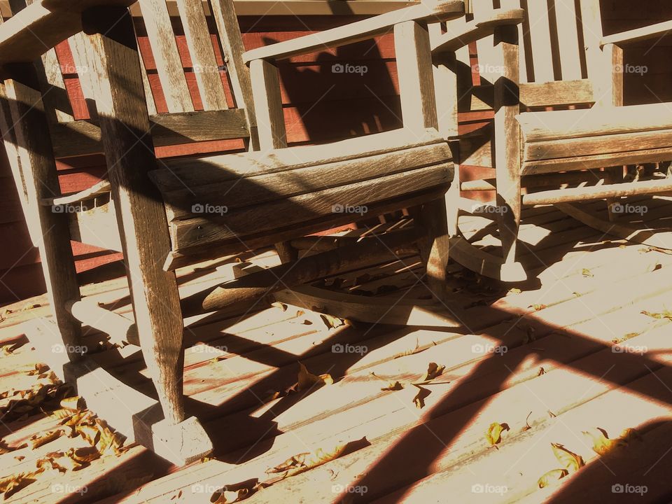 Wooden rockers on porch