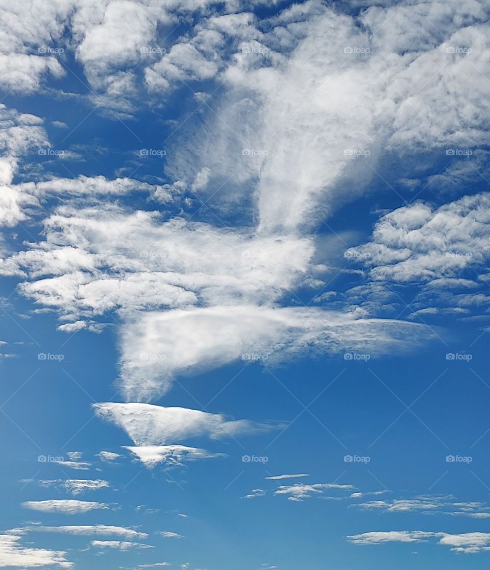 Cloud patterns in the blue sky over Auburn California