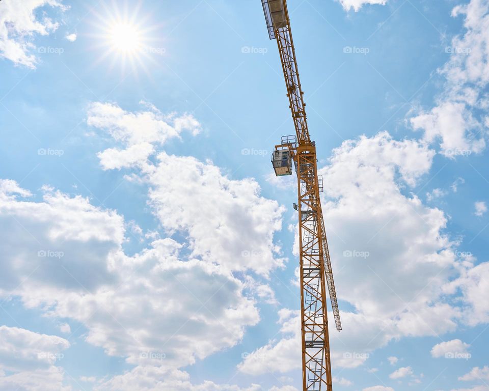 Crane against a blue sky