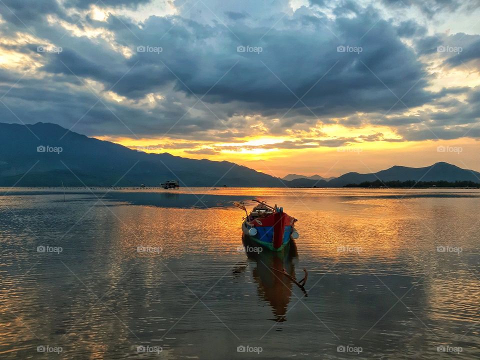 Sunset in Lap An lagoon,  Hue City, Vietnam