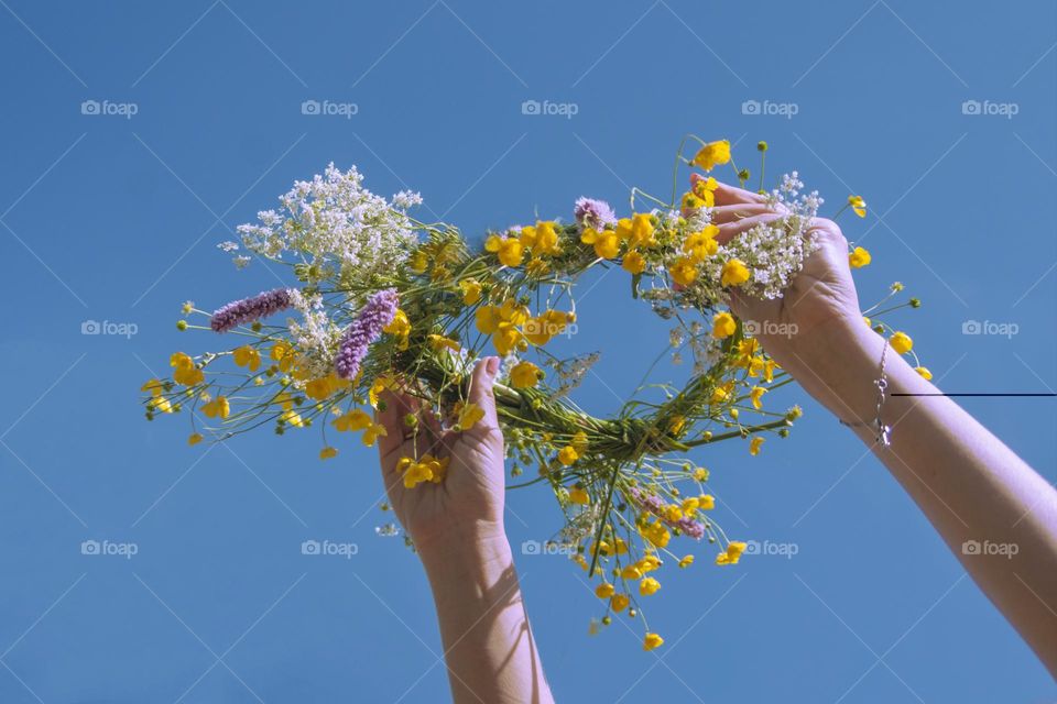 girl in a flowering field