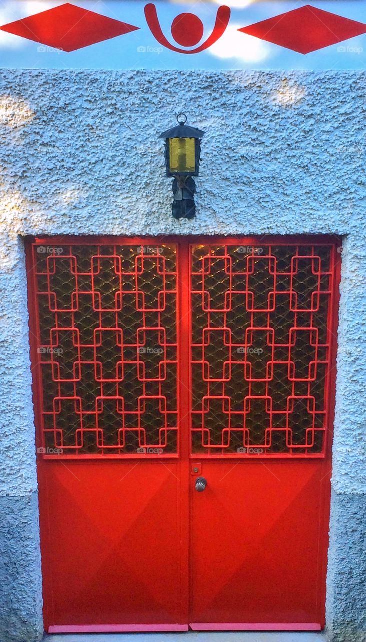 Old iron red gate