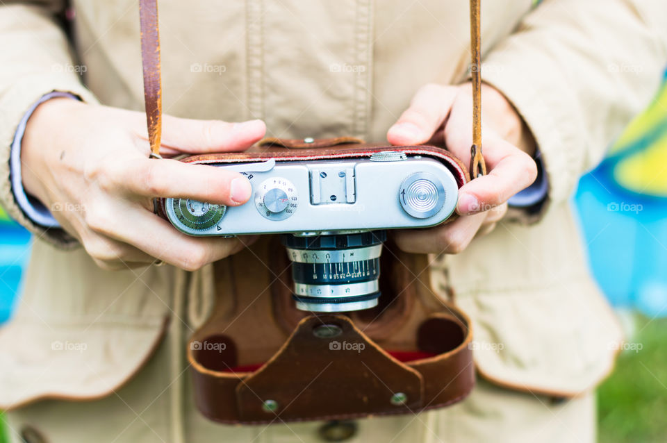 girl with retro camera