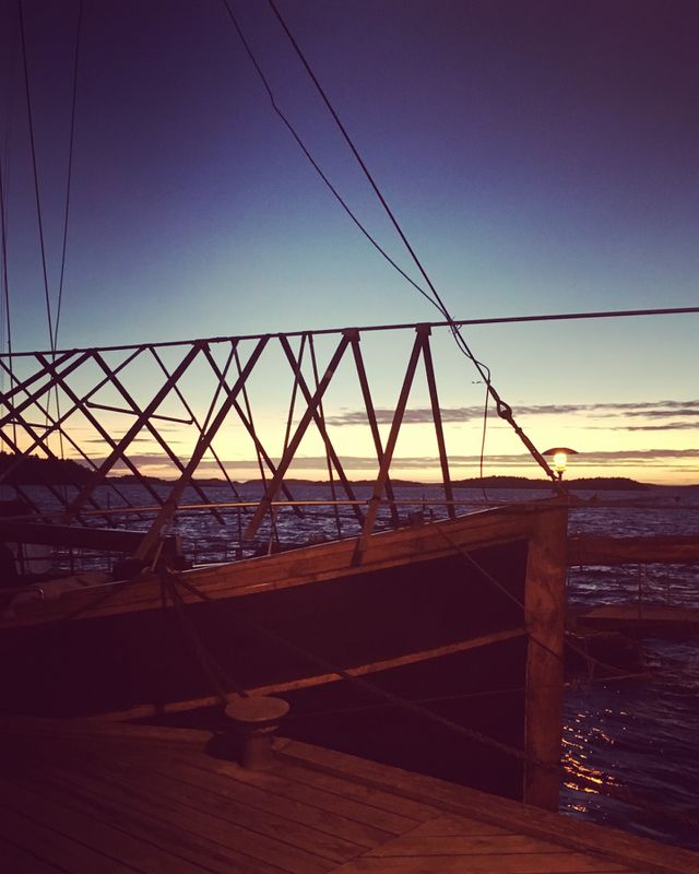 Close up of sailboat in sunset