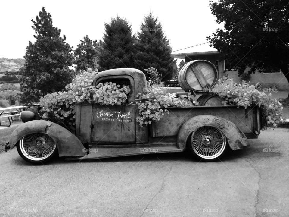 Black and white old car