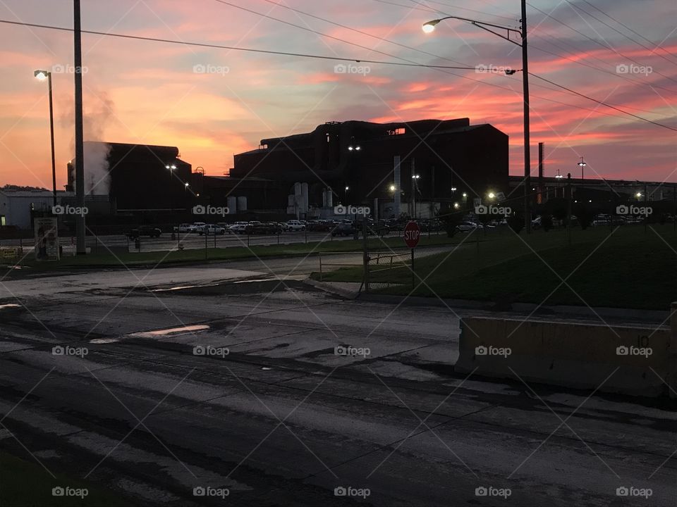 Steel plant at dawn