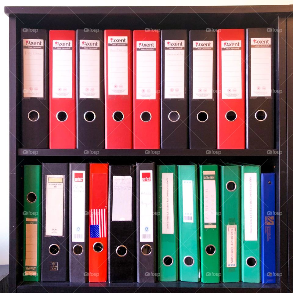 circles in folders in cabinet 