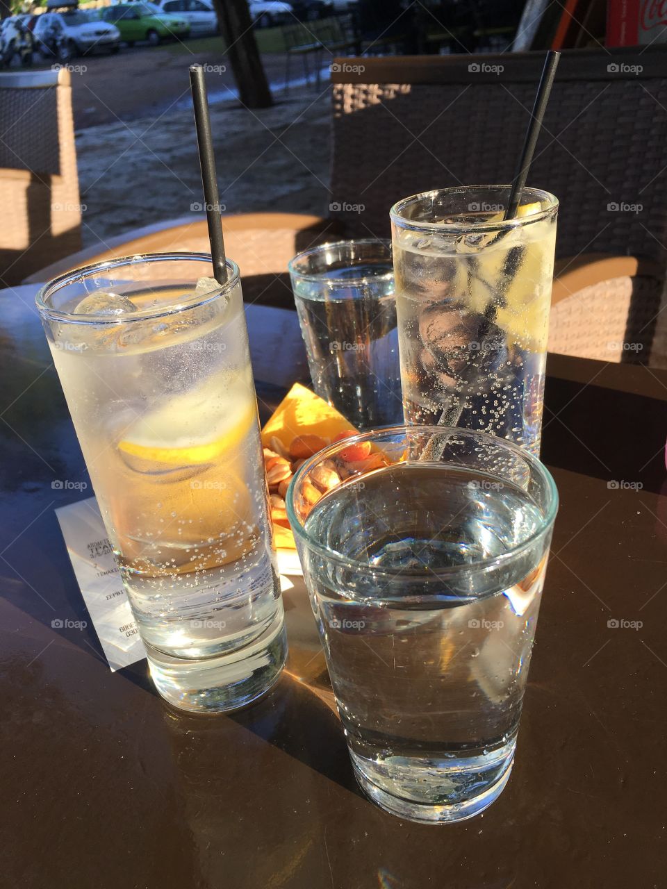 Gin and tonics on the Liston in Corfu Town, Greece