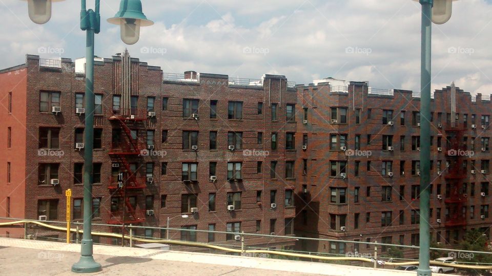 View of NY Apartment Building from Subway