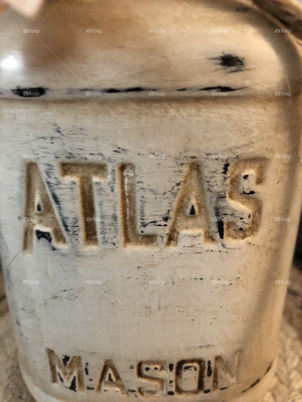 Atlas mason jar painted repurposed in rustic style 