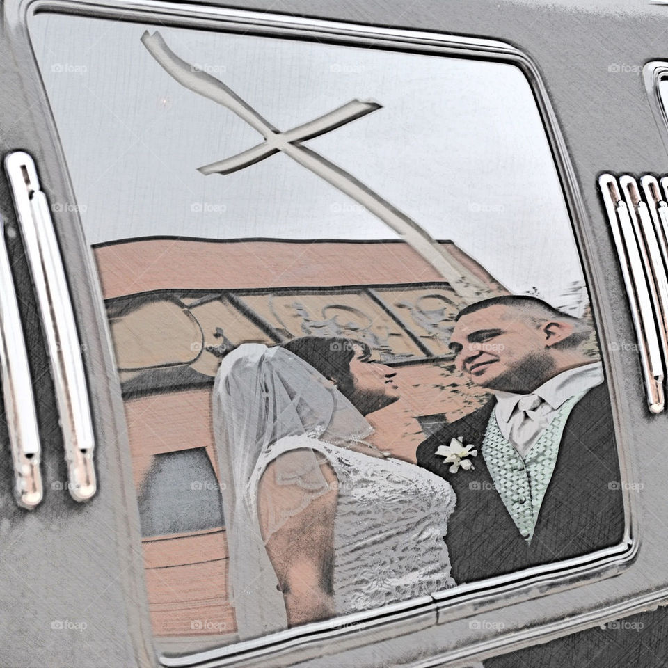 church wedding limousine newlyweds by ricco105
