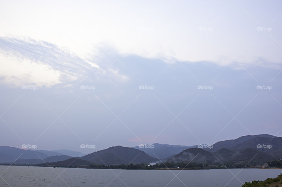 The beauty of the sky and the water at Khong Bung Dam ,Prachuap khiri Khani in Thailand.