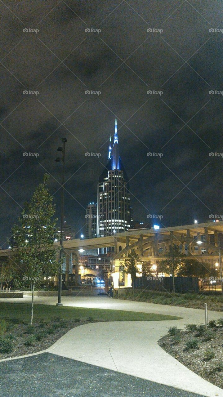 Downtown Nashville at night