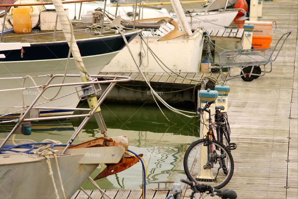 Cycle on jetty. Bicycle 