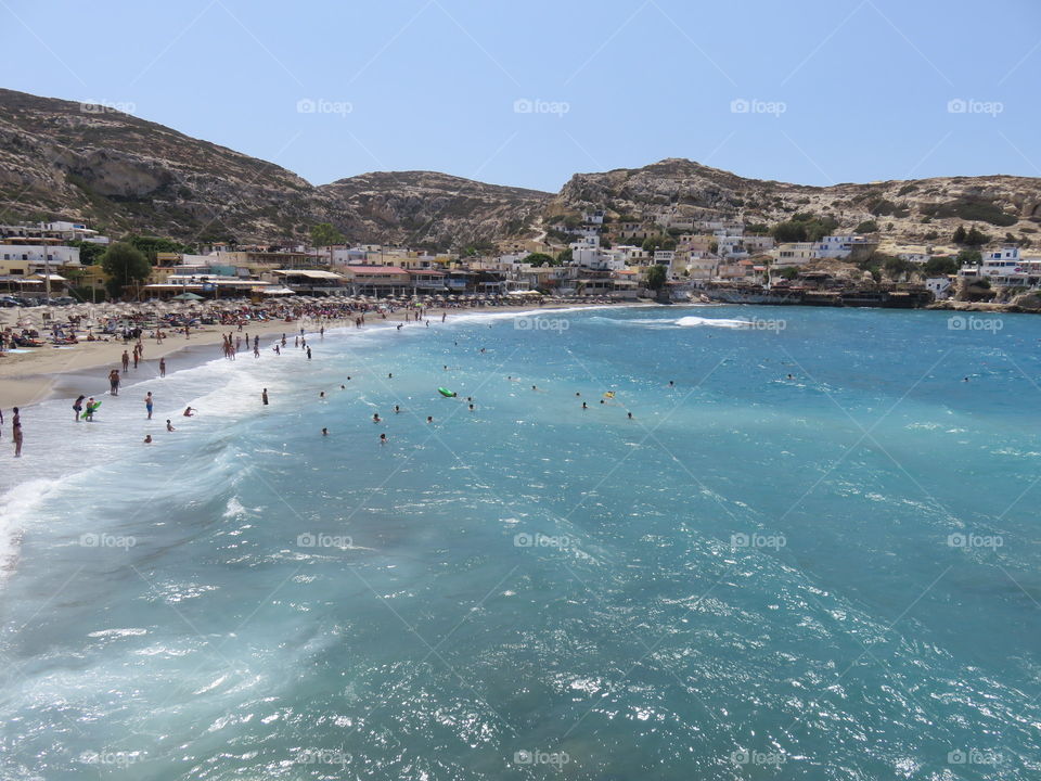 Sandy beach in sea bay