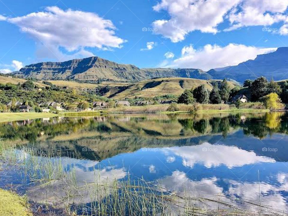 Beautiful mirror view sky landscape reflection on the sea
