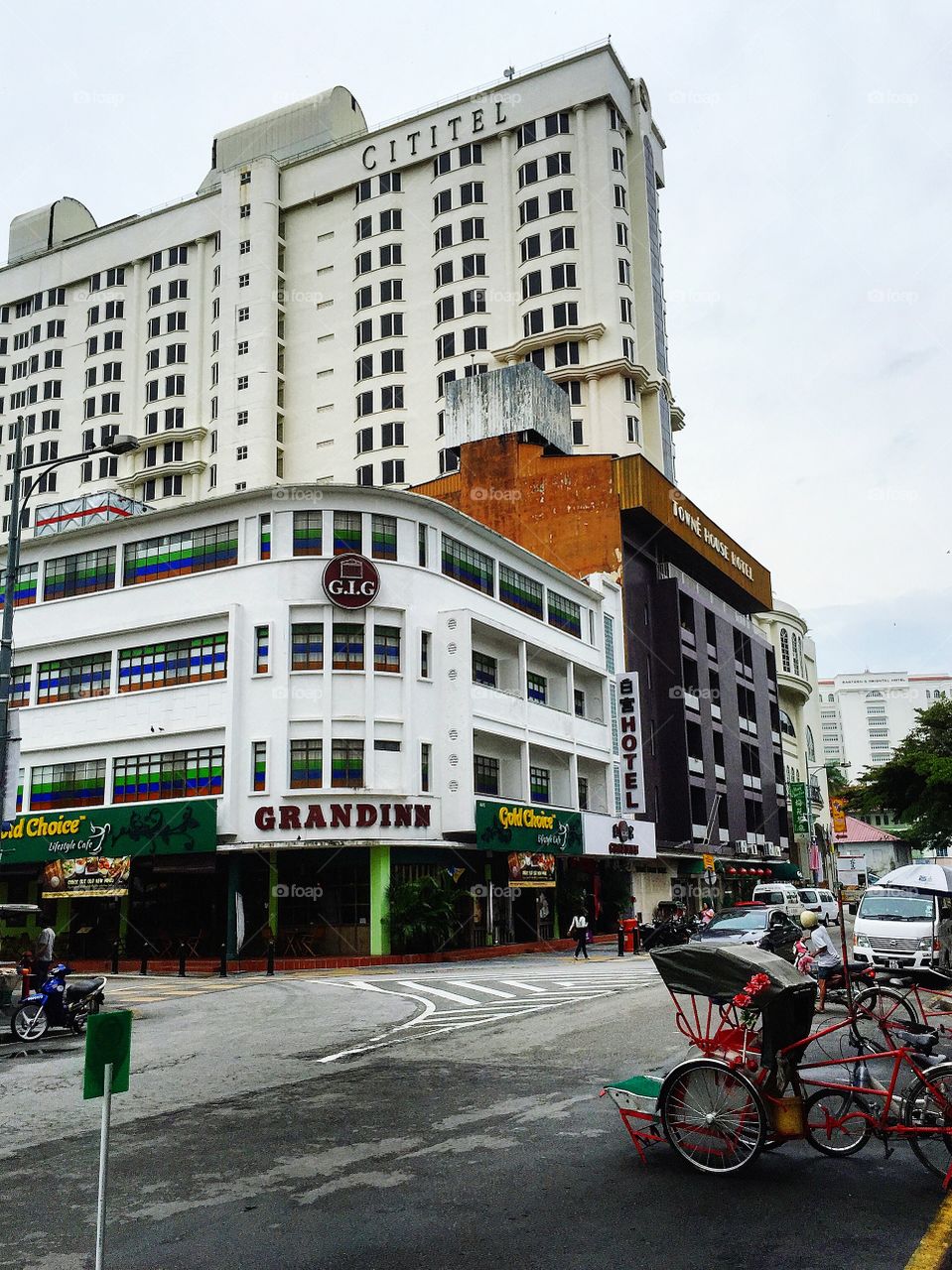 Buildings on street at Penang