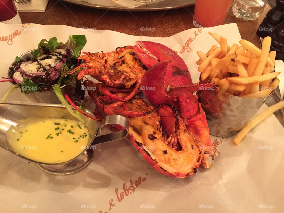 Burger and lobster
