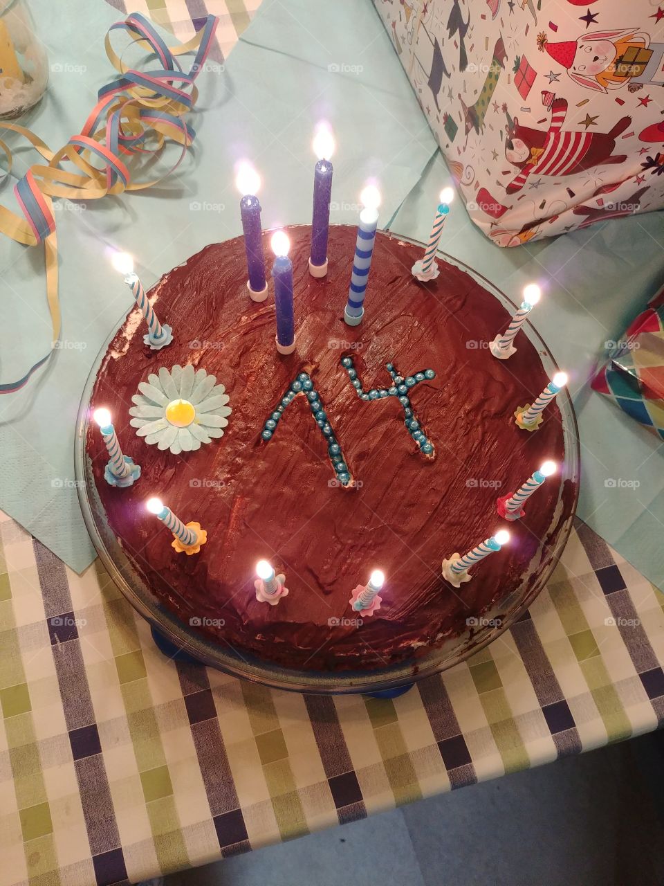 14 birthday Geburtstag cake kuchen young jugend candle kerzen licht leuchten flower happy fun celebration candlelight