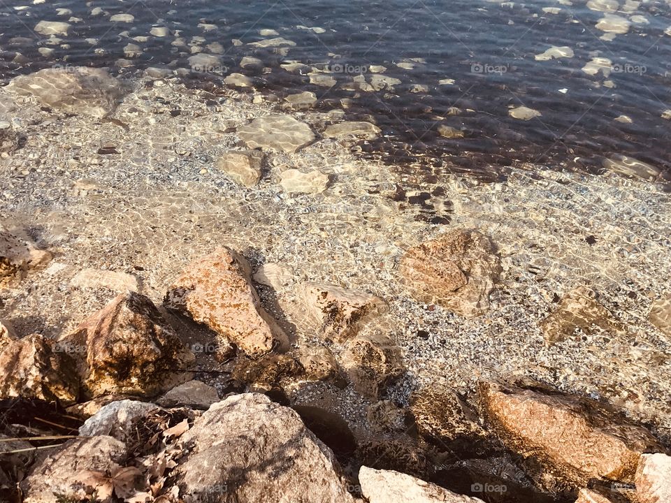 Water of the lake, winter sunny day